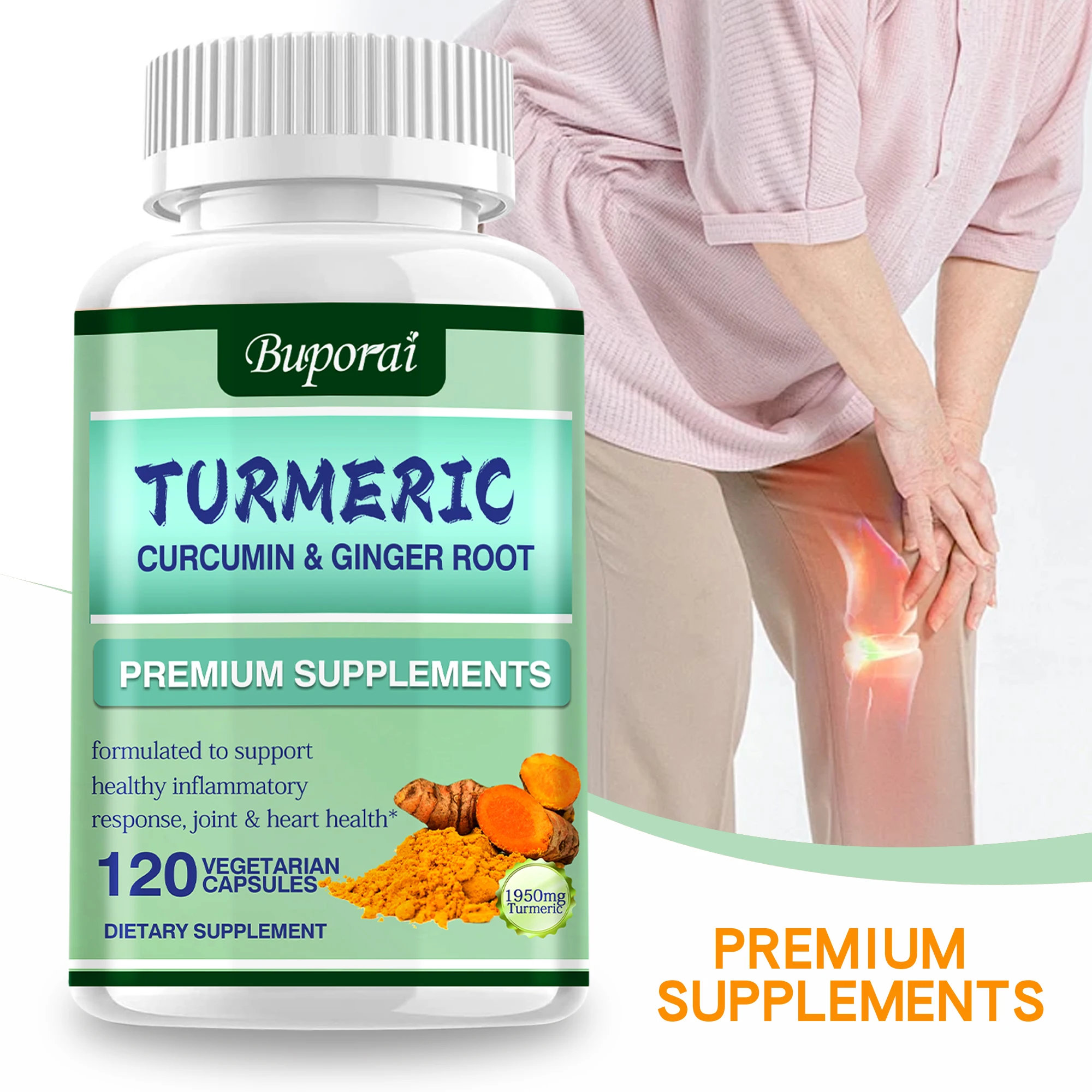 Turmeric Curcumin Capsule - 강황 커큐민 + 생강 뿌리 -