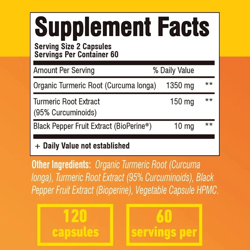 강황 커큐민 - 항산화제, 심장 건강 증진, 관절 통증 - Turmeric Curcumin Capsule 리뷰 및 가격